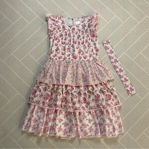 American Girl X LoveShackFancy Pink Floral Garden Party Dress Girl’s Size 12